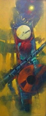 Pintura titulada "Reloj Flauta"
