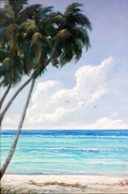 Pintura titulada "Cocoteros"
