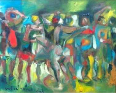 Pintura titulada "Marcha de muchos"