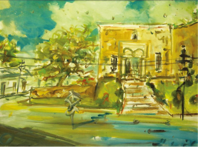 Pintura titulada Vista Parque Colon