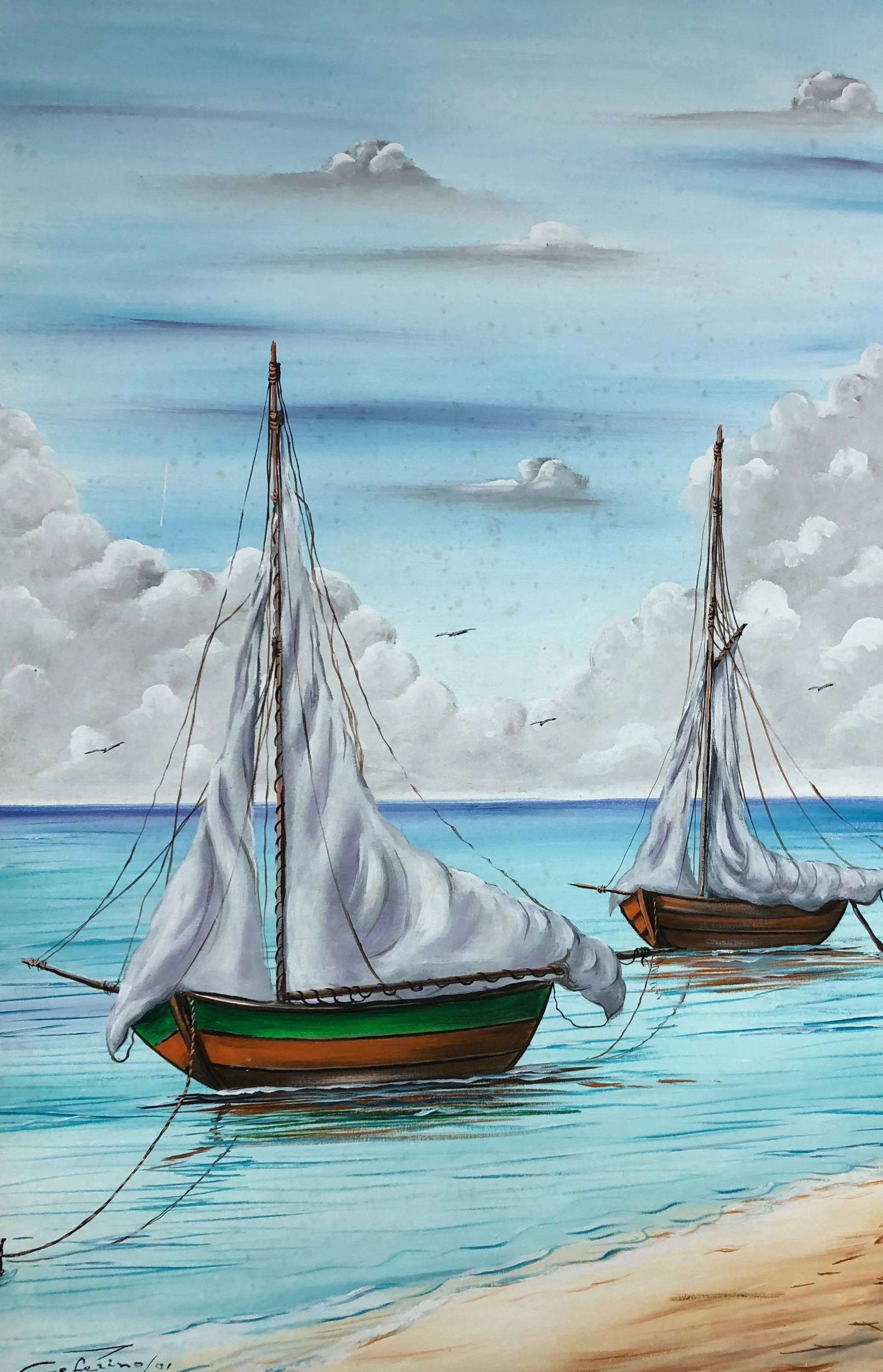 Pintura titulada "Veleros"